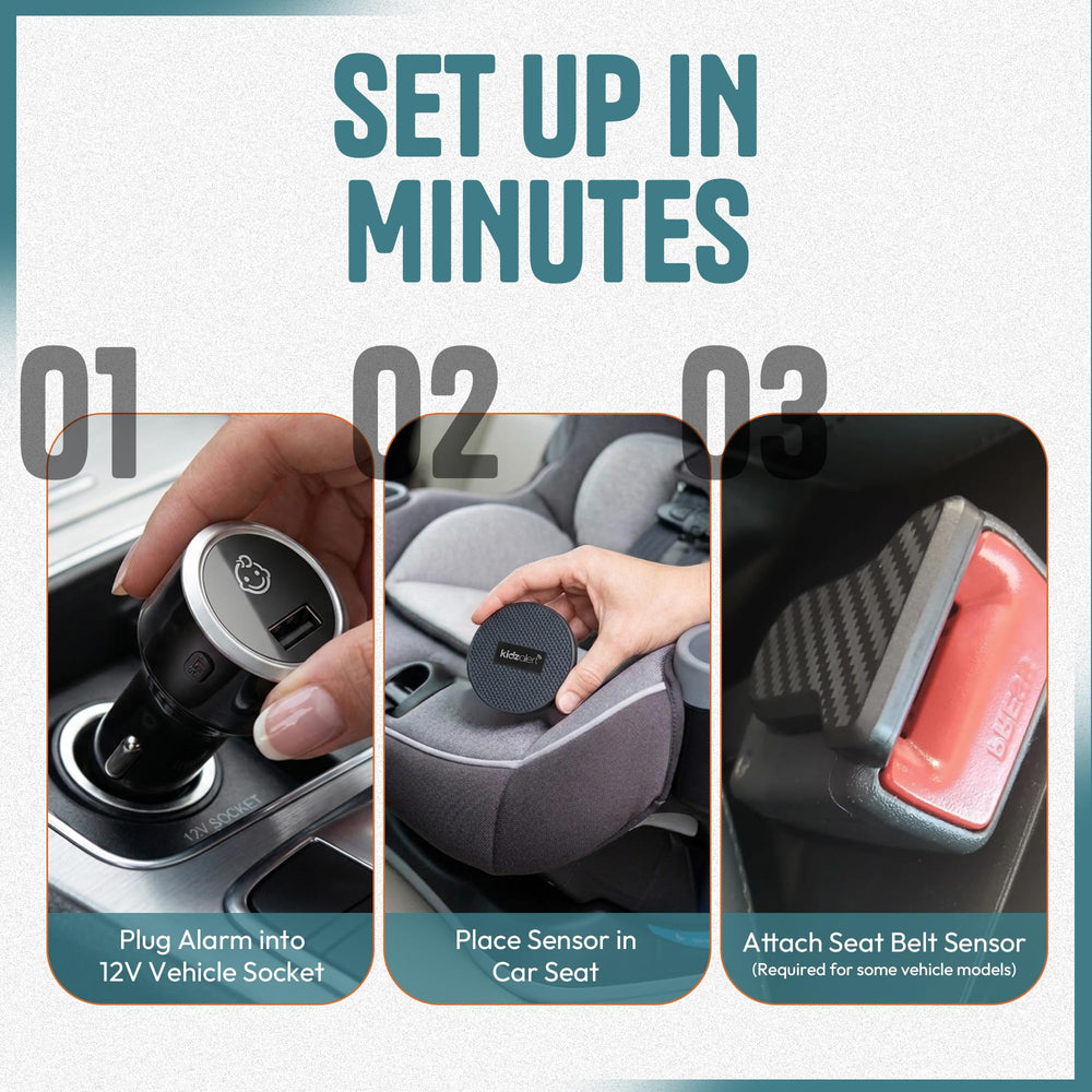 KIDZALERT sensor placed under a car seat cushion highlighting discreet placement benefit