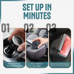 KIDZALERT sensor placed under a car seat cushion highlighting discreet placement benefit