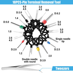 Kikerike removal tools and tweezers laid out to demonstrate safe connector extraction and placement