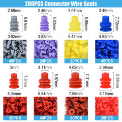 Kikerike assortment of silicone wire seals displayed to show waterproof protection and color coding