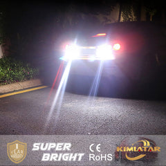KIMLATAR bulb installed in car reverse housing showing improved visibility when reversing