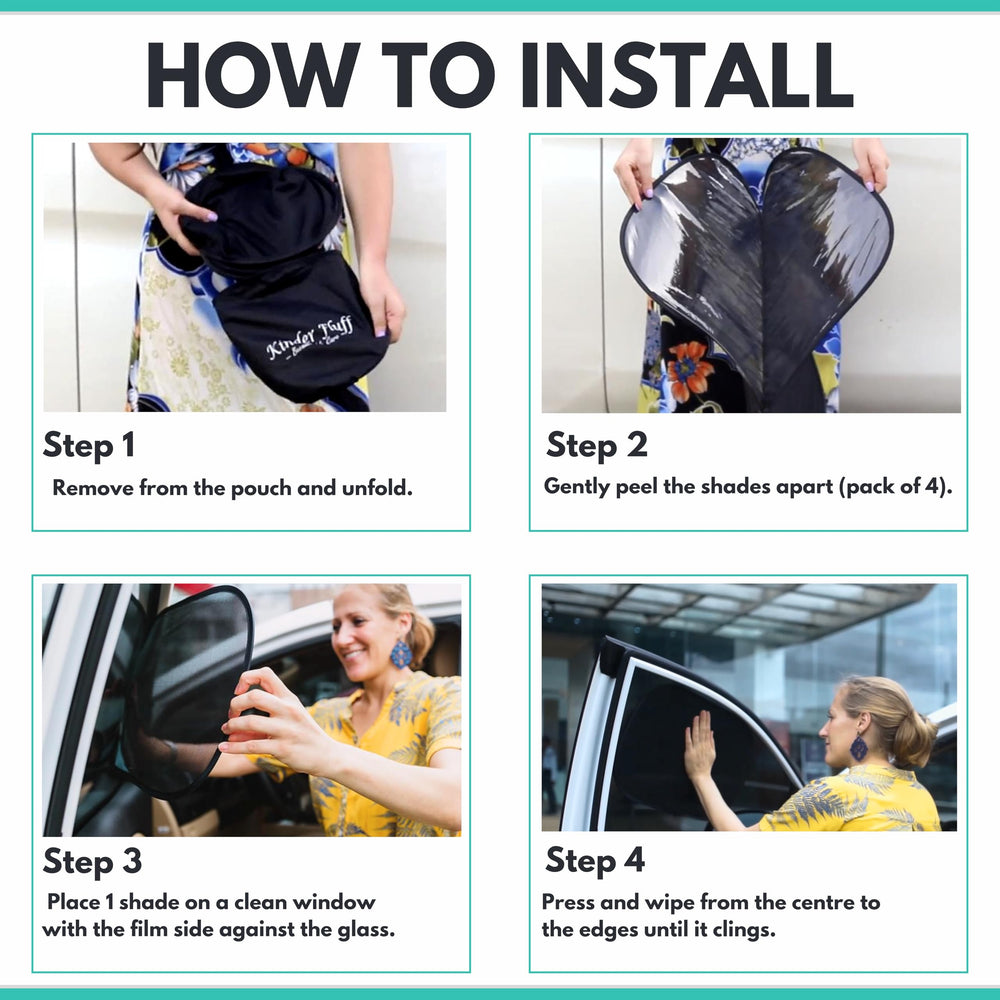 kinder Fluff static-cling edge on glass showing residue-free hold and simple install benefit