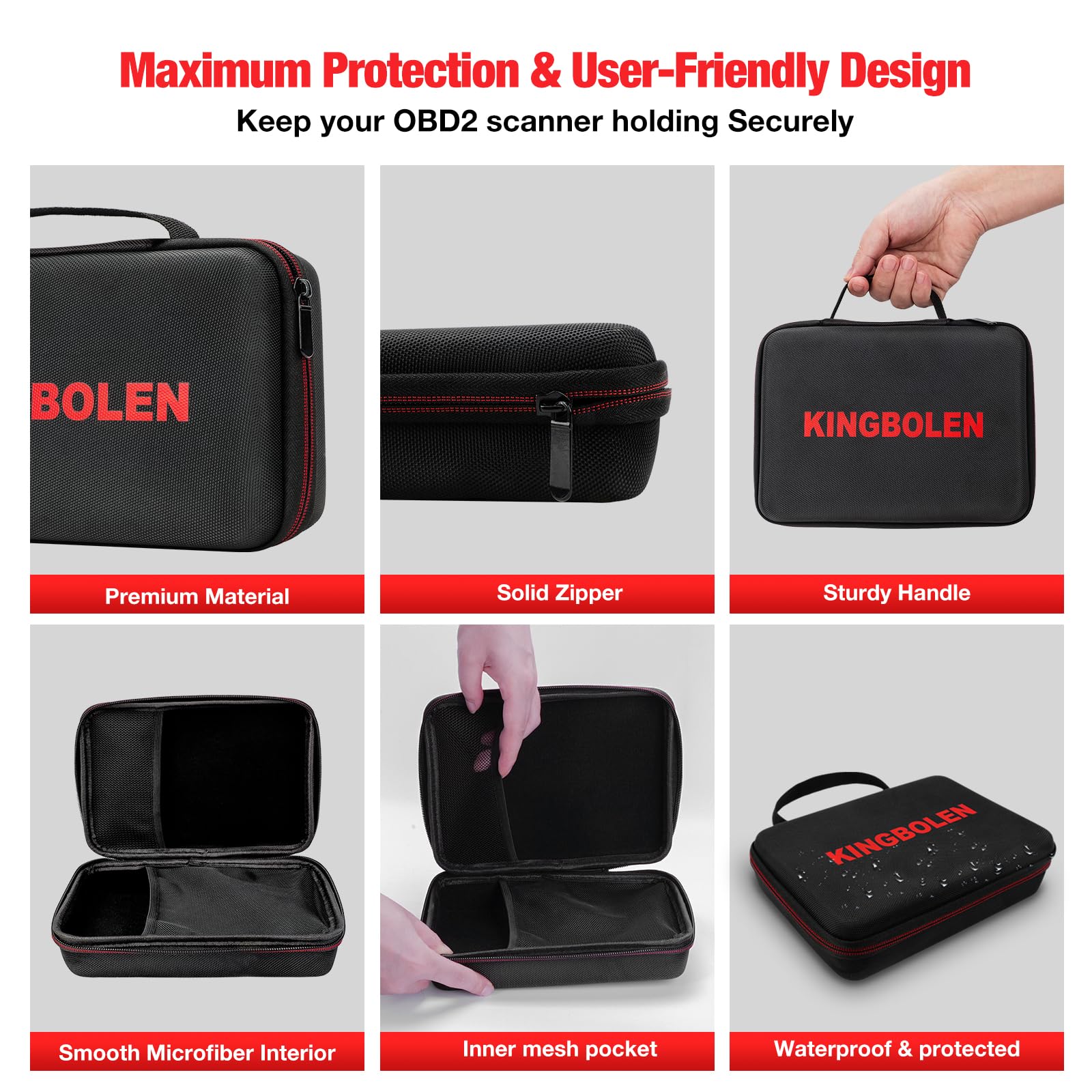 KINGBOLEN case with Launch scanner and cables inside for secure transport