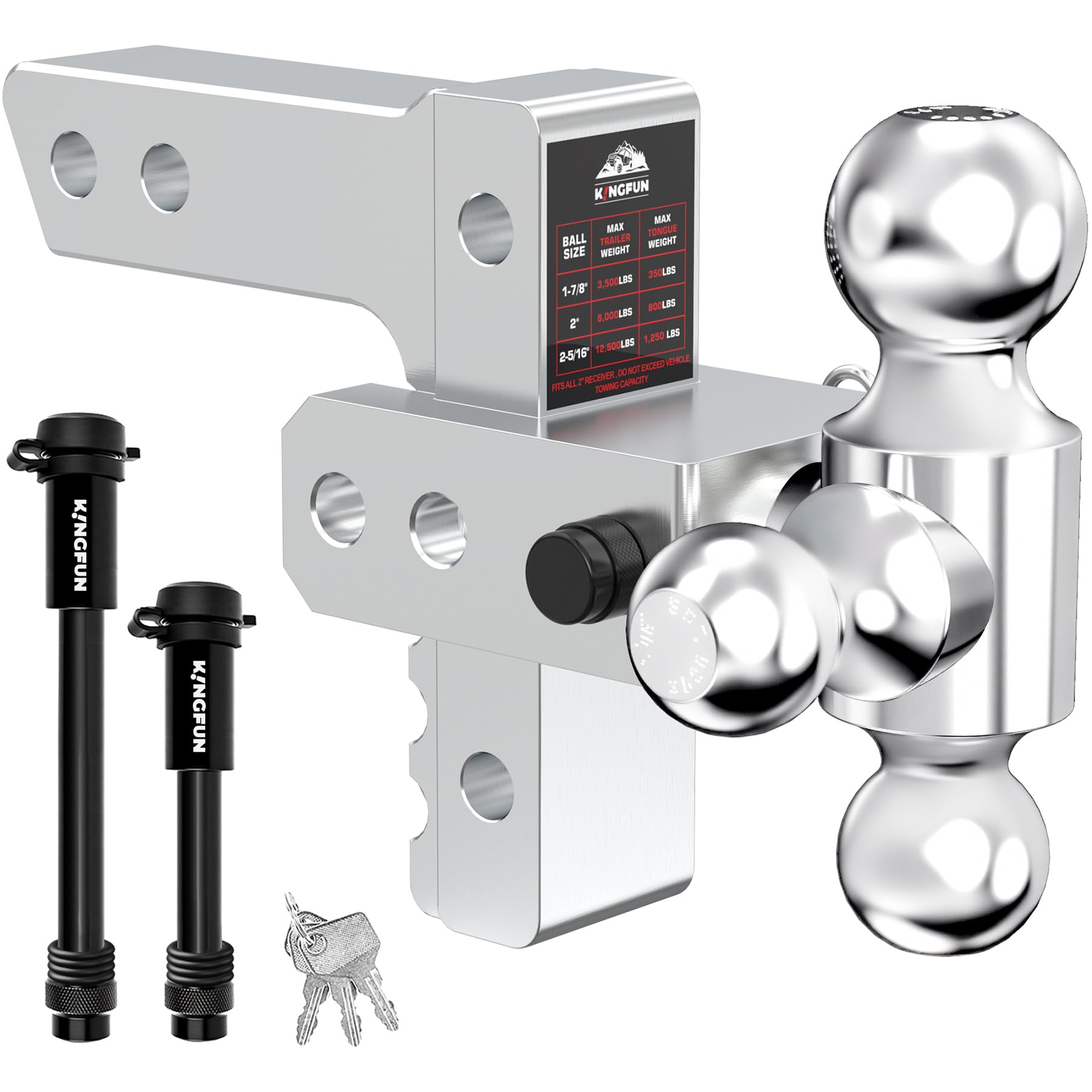 Kingfun front perspective showing hitch shape and sturdy build benefit durability