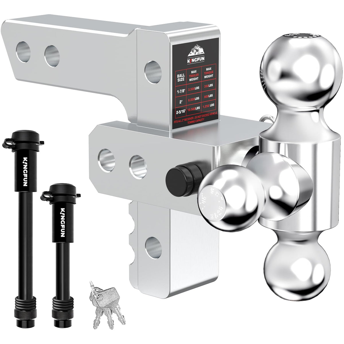 Kingfun front perspective showing hitch shape and sturdy build benefit durability