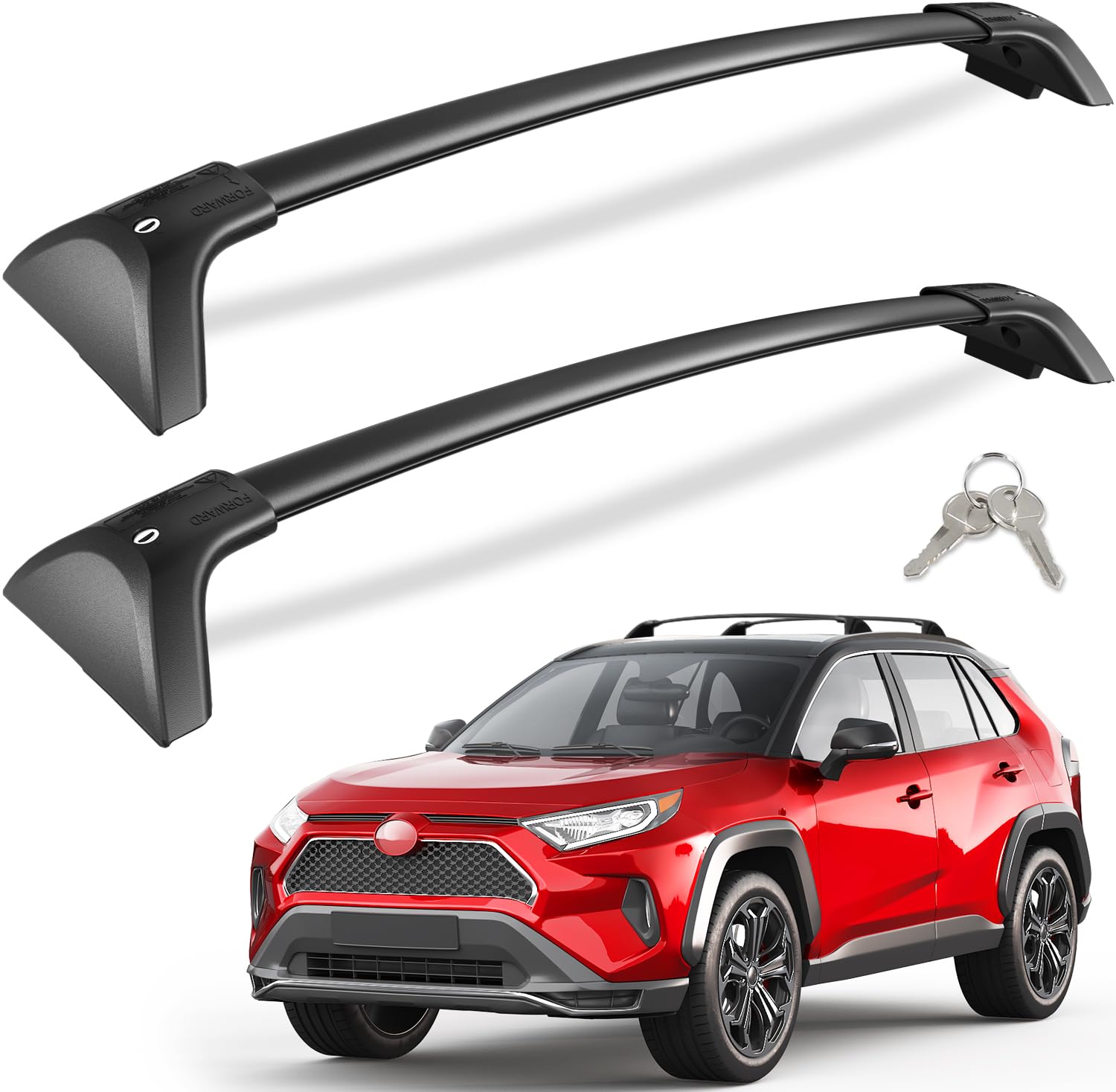 KINGGERI front profile rack installed on RAV4 showing sturdy load support