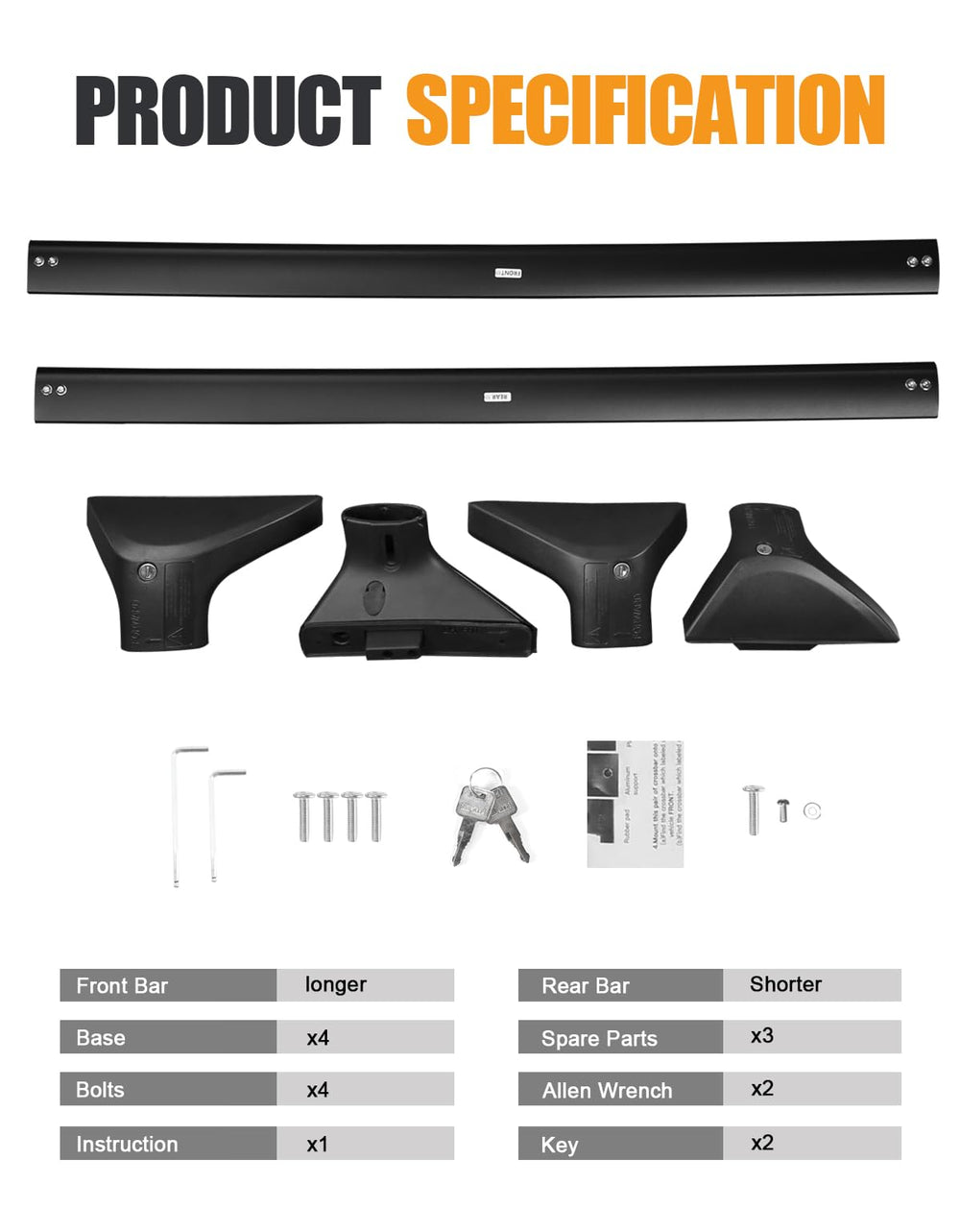 KINGGERI installation tools and labeled parts for quick assembly