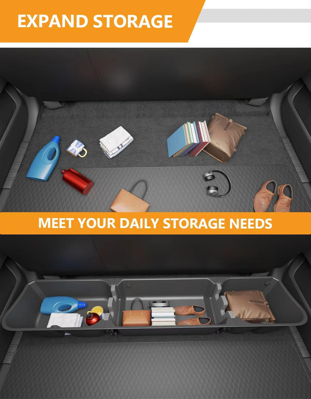 KINGGERI installed under a Ford F150 rear seat demonstrating concealed organization