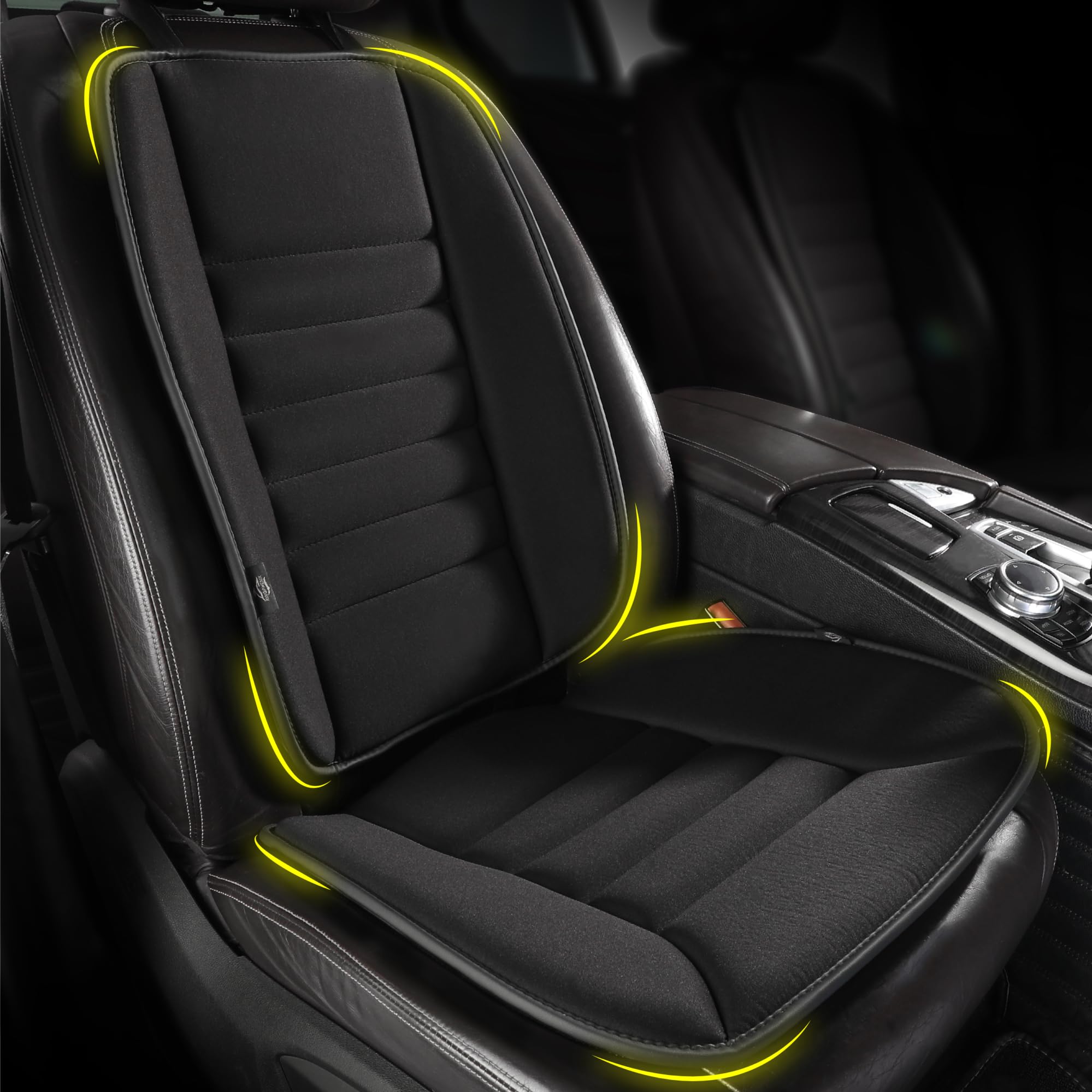 kingphenix front view of seat cushion showing sleek profile and ergonomic benefit