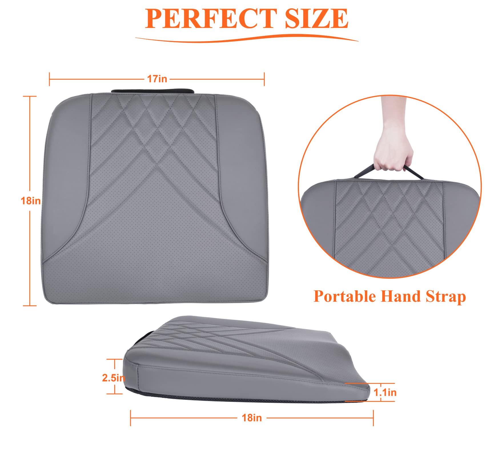 kingphenix cushion next to ruler showing compact portable size