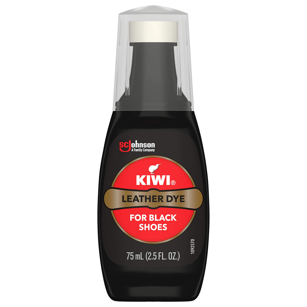 SC Johnson KIWI leather dye bottle front view showing label and applicator for quick touch-ups