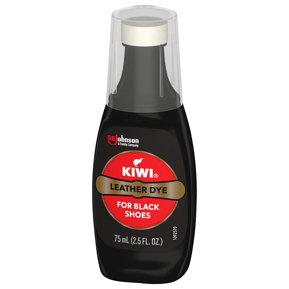 SC Johnson KIWI dye being applied to a shoe scuff to restore black color and conceal wear