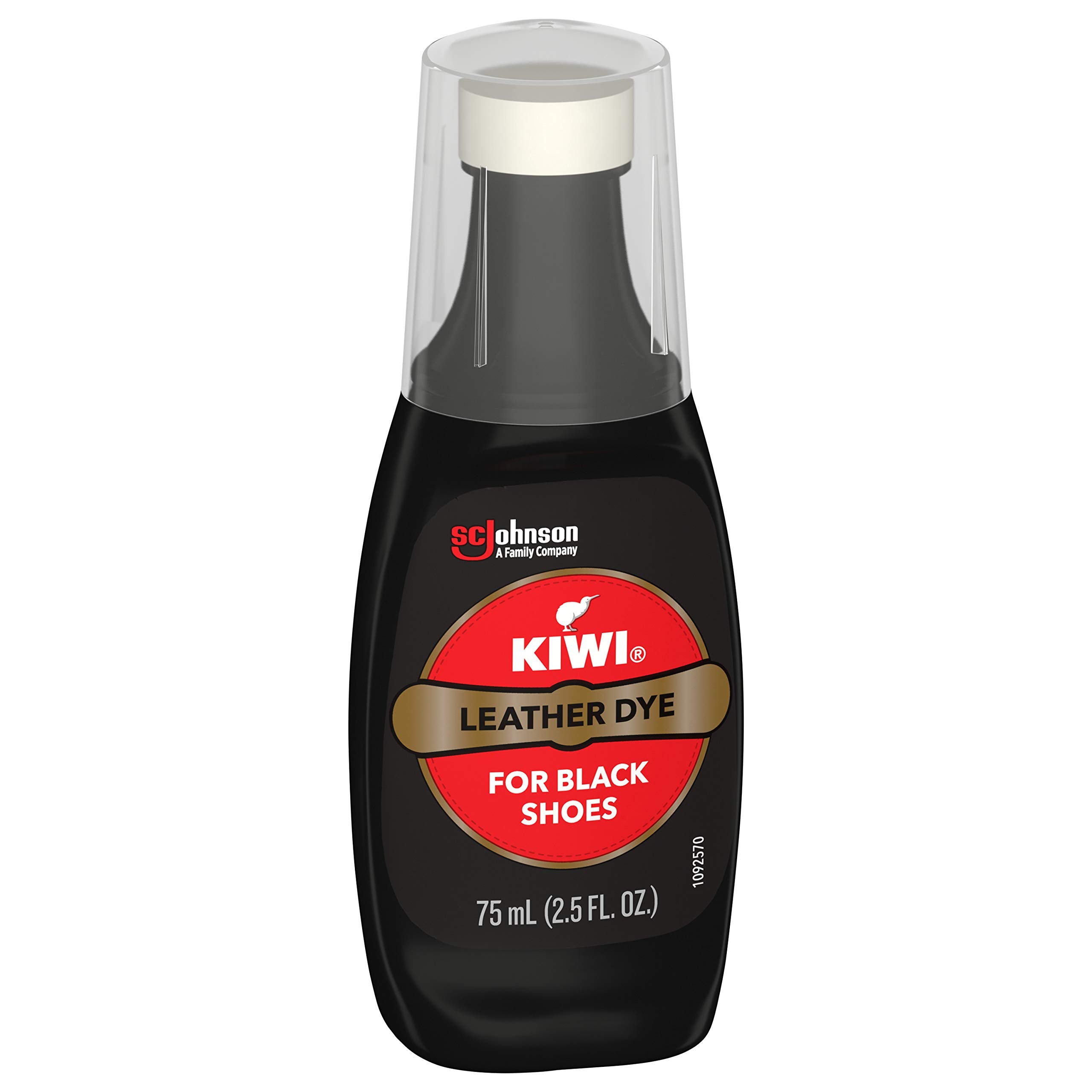 SC Johnson KIWI 2.5 oz bottle beside a coin demonstrating compact portable size for repairs