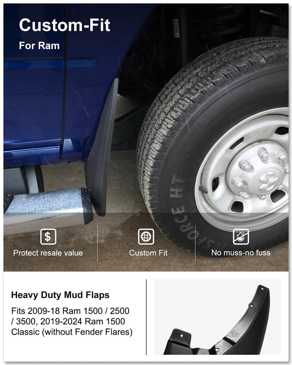 Kiwi Master installed on Ram rear wheel demonstrating debris protection