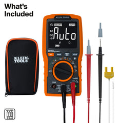 Klein Tools MM460S close-up of built-in test lead holders for hands-free convenience