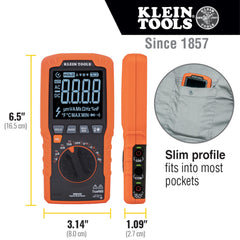 Klein Tools MM450 slim profile inside a pocket for convenient portability
