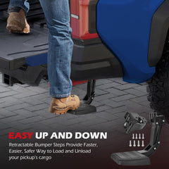 KLN step mounted on Toyota Tacoma demonstrating easy bed access