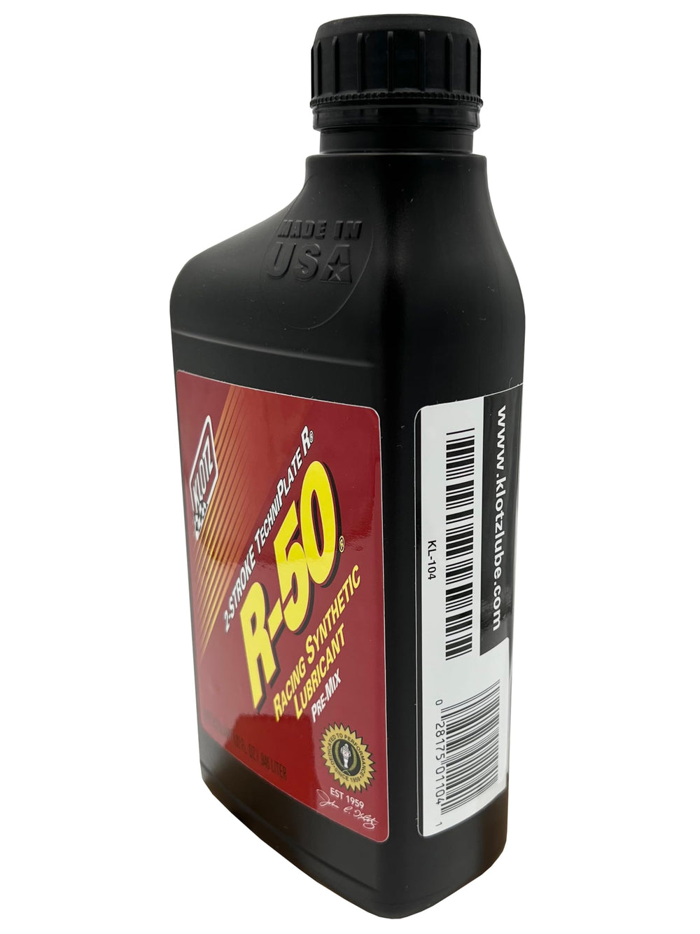 Klotz R-50 label close-up with directions and recommended premix guidance