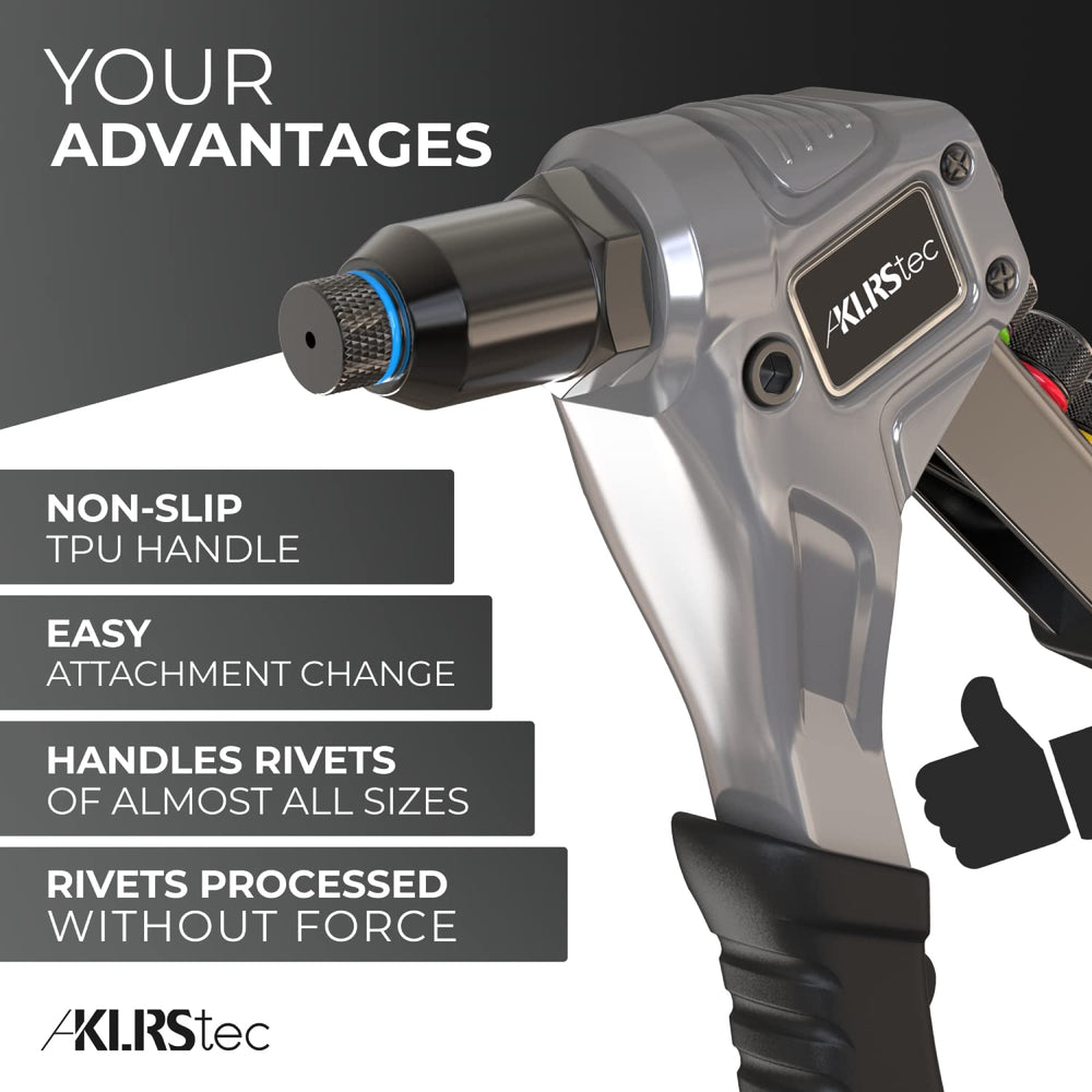 KLRStec rivet tool used in a tight space demonstrating compact reach advantage