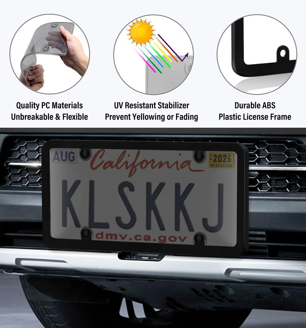 KLSKKJ close-up of polycarbonate clarity preserving plate visibility