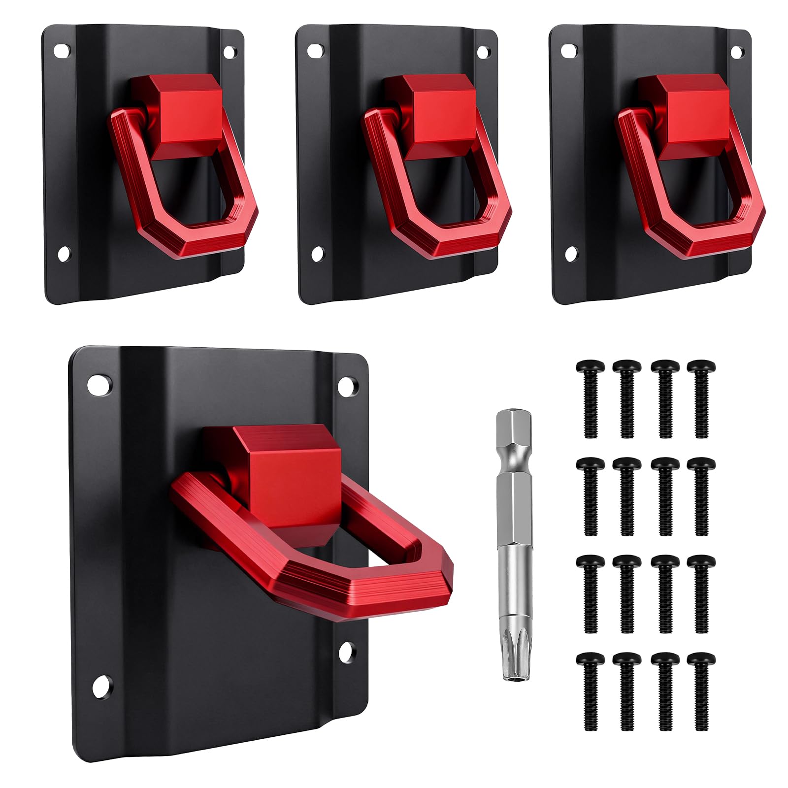 Klutchtech front view of red tie down anchors showing OEM fit and visibility