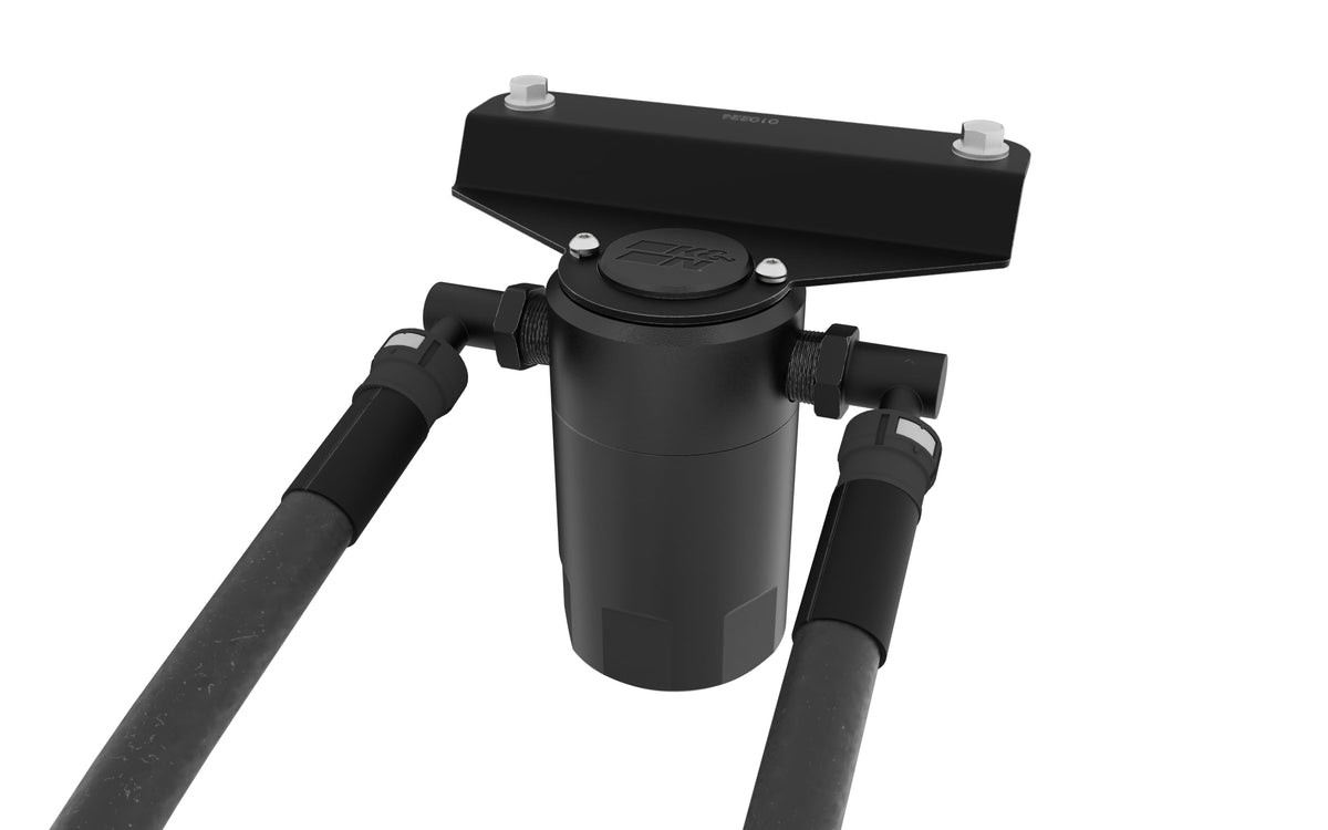 K&N air oil separator front view showing compact design and improved protection
