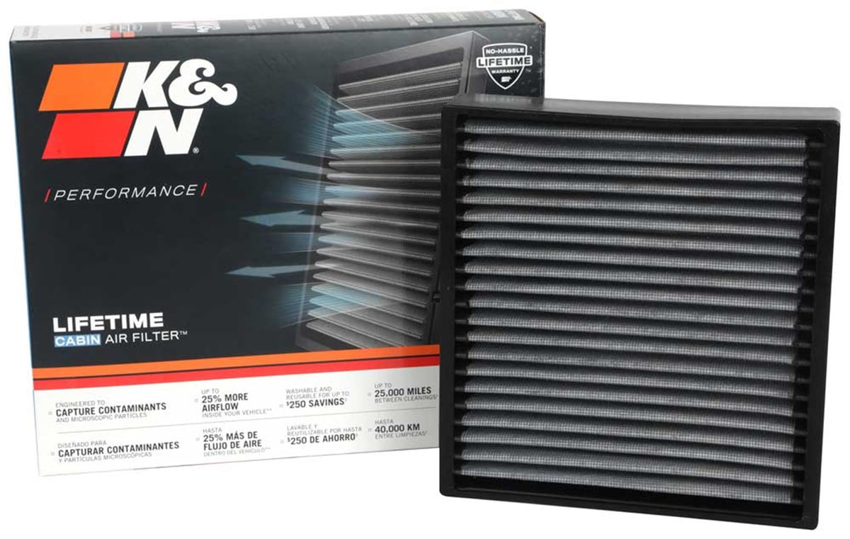 K&N cabin filter front view showing shape and fit for easy replacement