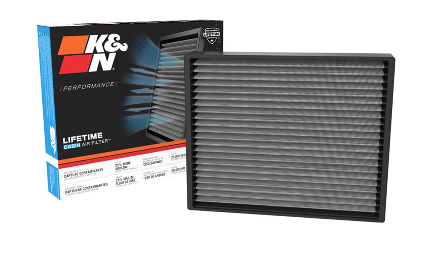 K&N VF2078 front view showing frame and filter media for easy identification