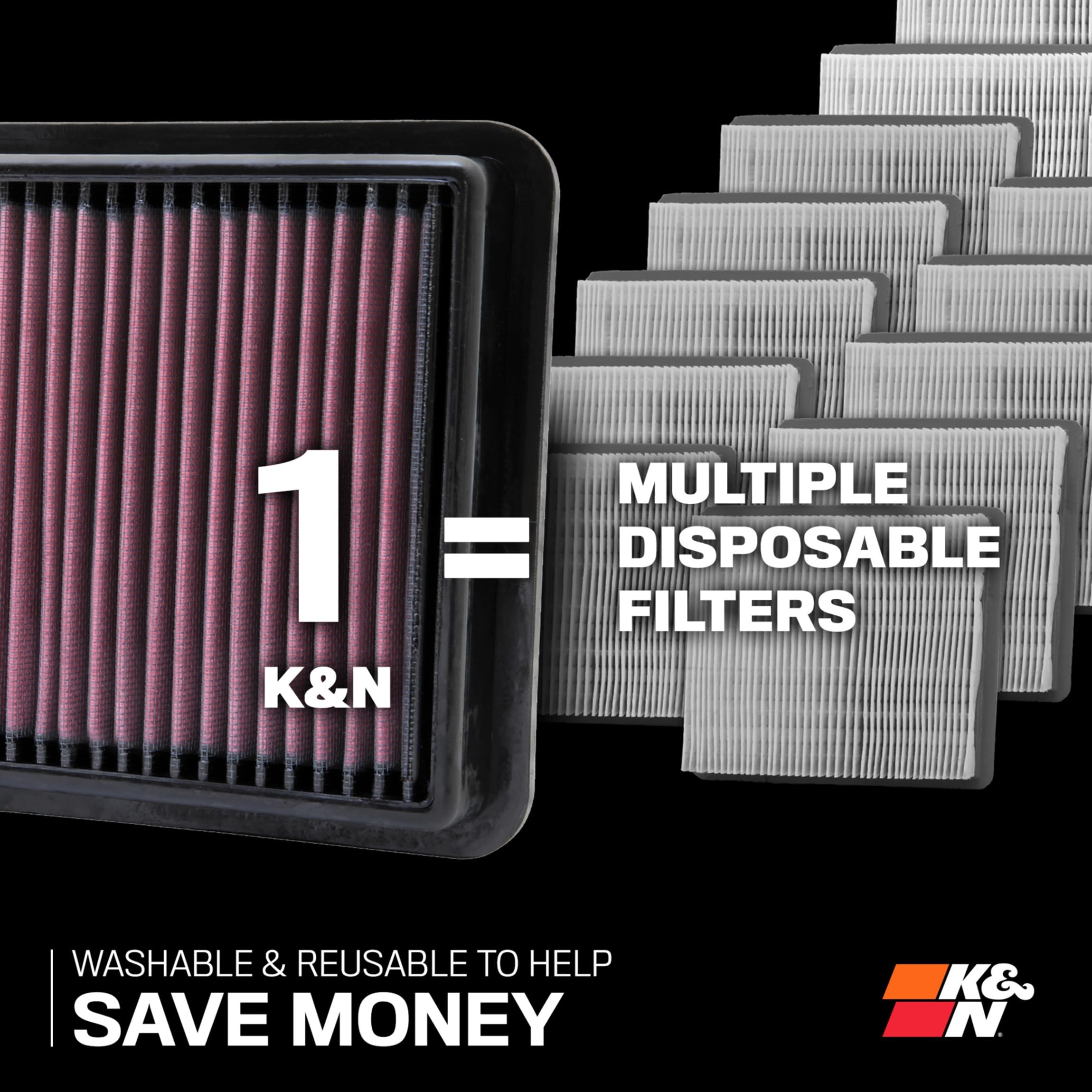 K&N close-up of filter media texture highlighting increased airflow