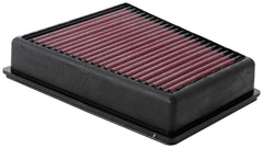 K&N filter front view showing shape and fit for easy installation, improving airflow