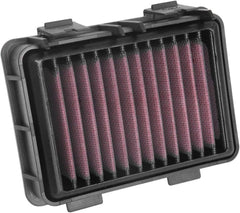 K&N front view of filter packaging showing compatibility and durability