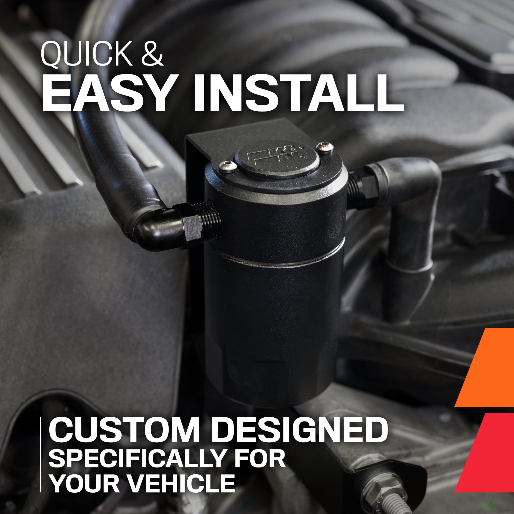 K&N unit installed in engine bay showing clean fit and simplified routing