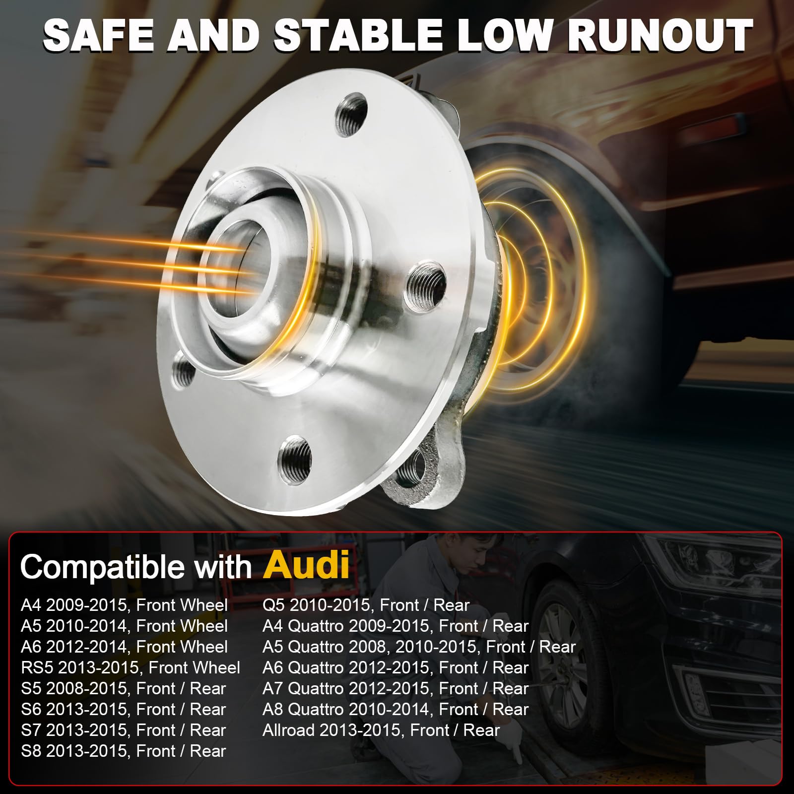 KNOLET close-up of hub bearing seal highlighting low-noise durability