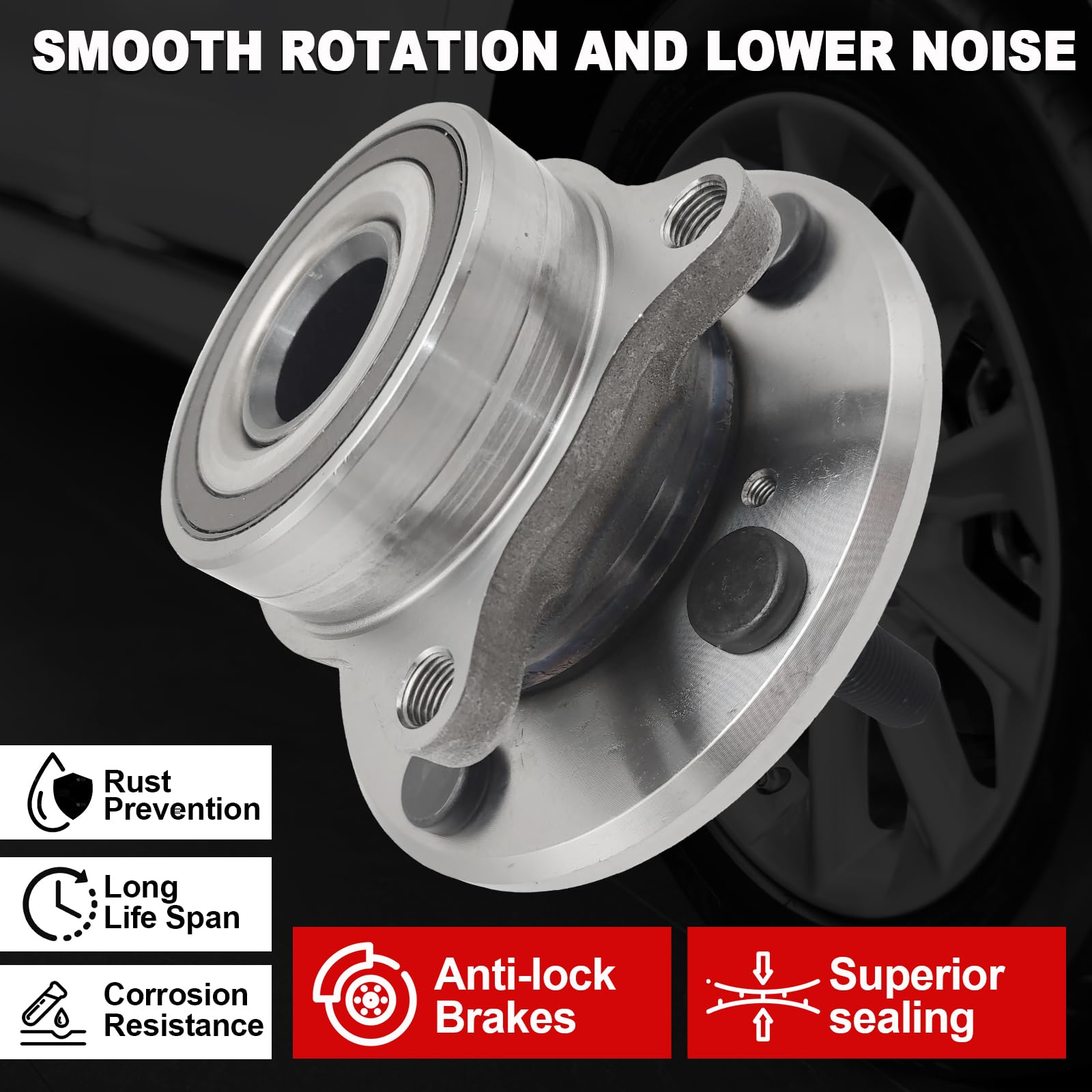 KNOLET wheel studs detail showing five-lug hardware and secure fastening benefit