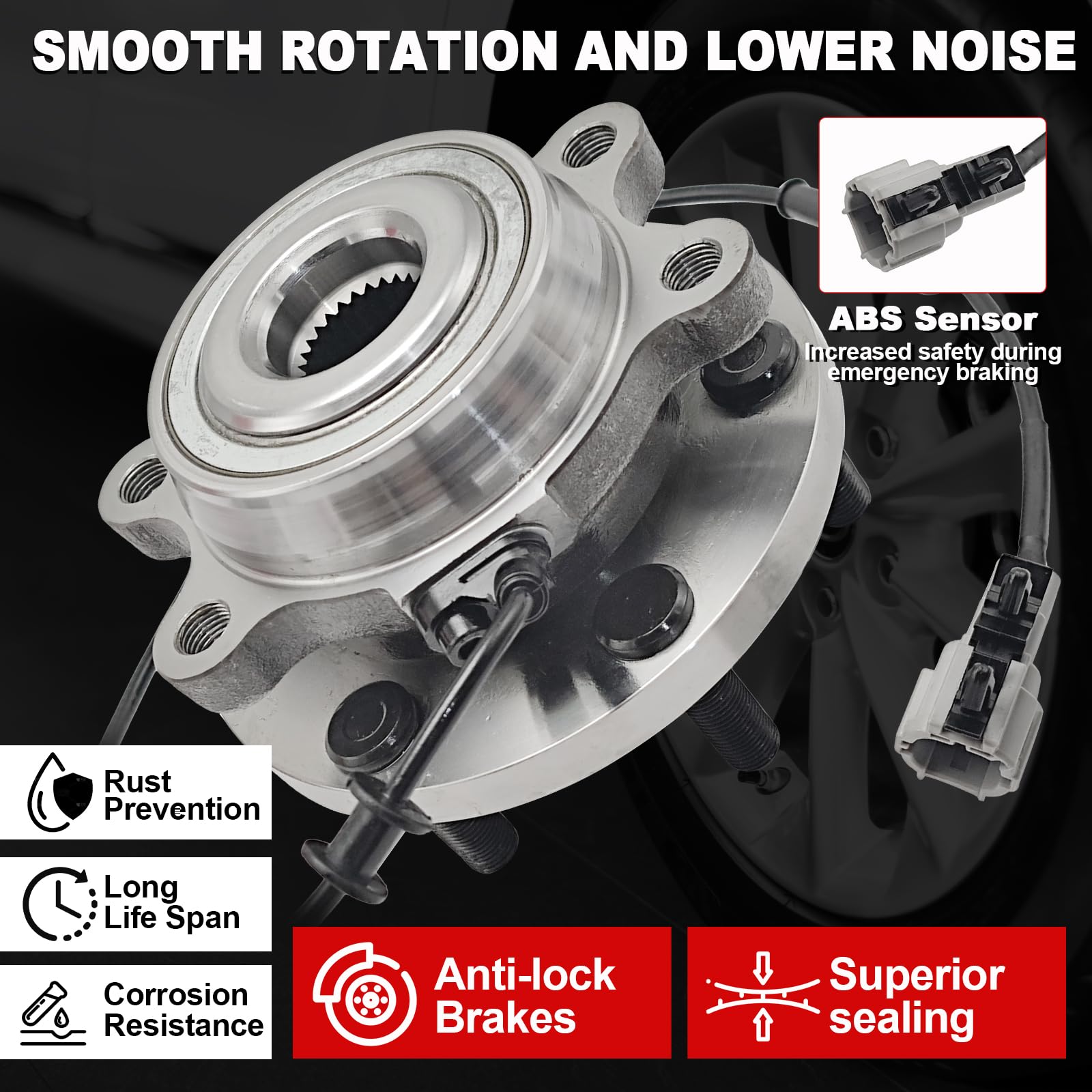 KNOLET bearing close-up with seal detail, prevents contamination and reduces noise