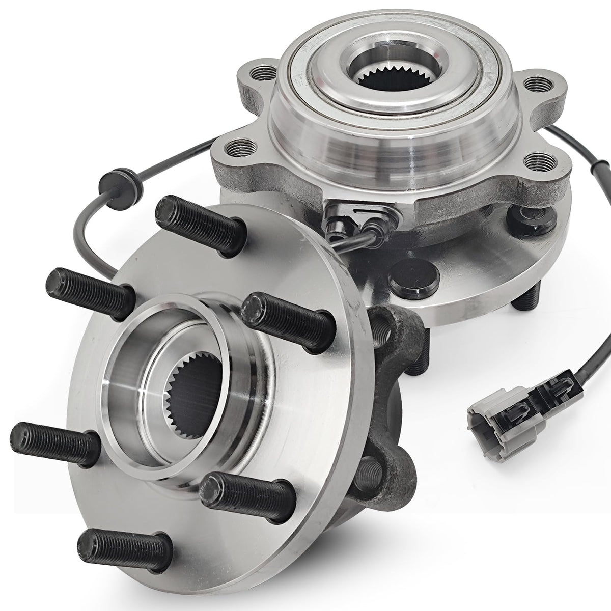 KNOLET front hub assembly front view showing flange and studs, aids correct wheel mounting