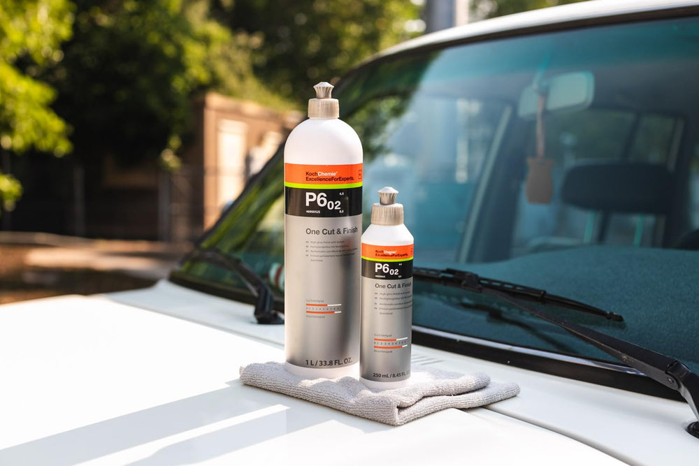 KOCHCHEMIE visible before-and-after area highlighting improved gloss and clarity