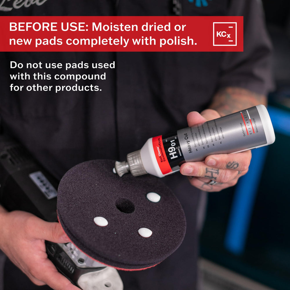 KOCHCHEMIE compound being dispensed onto polishing pad for efficient application