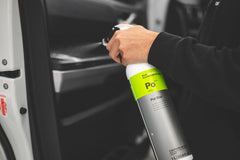 KOCHCHEMIE spray application on upholstery showing easy use and controlled dilution