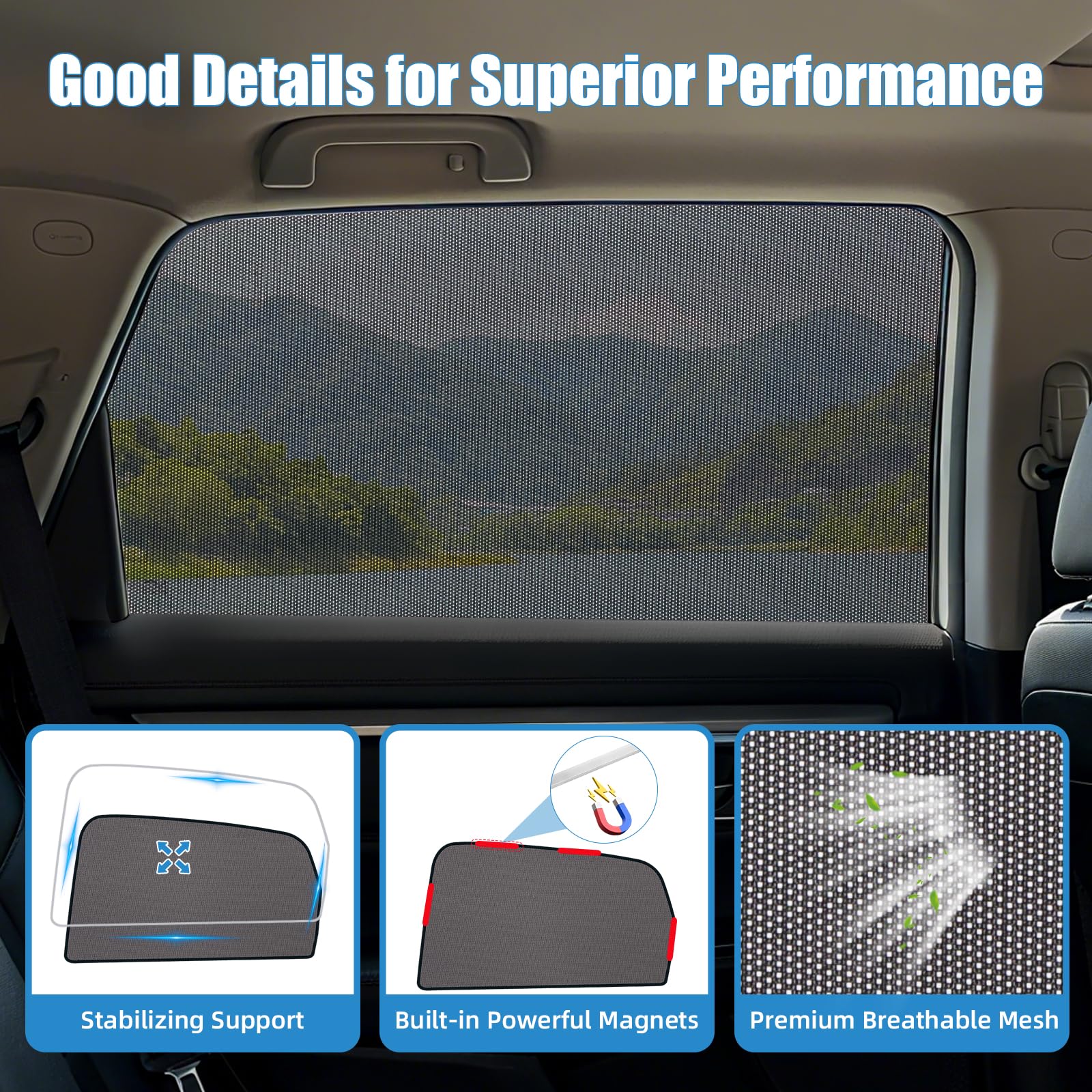 KOCZIL family in backseat demonstrating privacy and sun protection