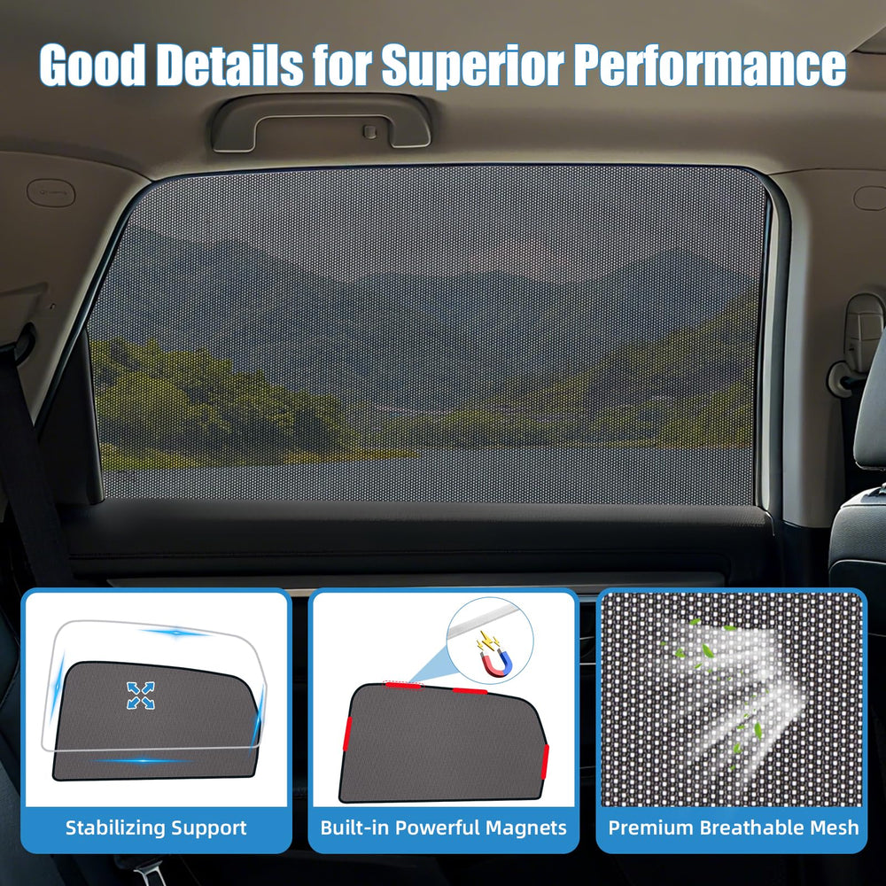 KOCZIL family in backseat demonstrating privacy and sun protection