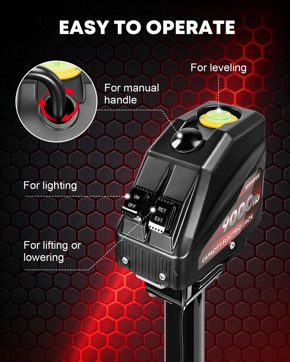 Kohree jack fully extended 22-inch lift demonstrating height range benefit