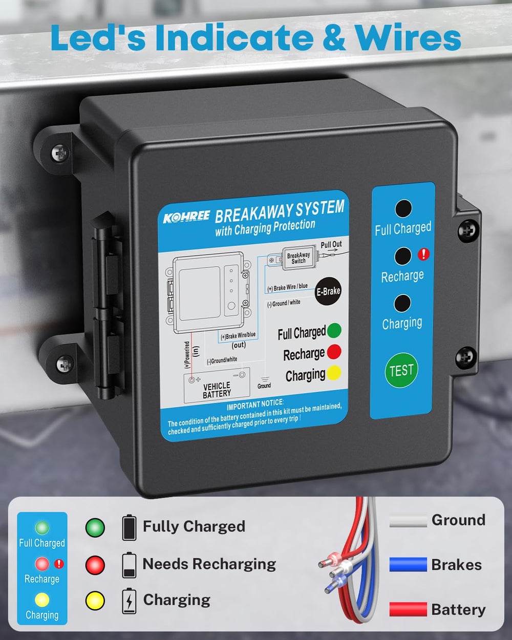 Kohree LED indicator detail showing charge status for reliable readiness