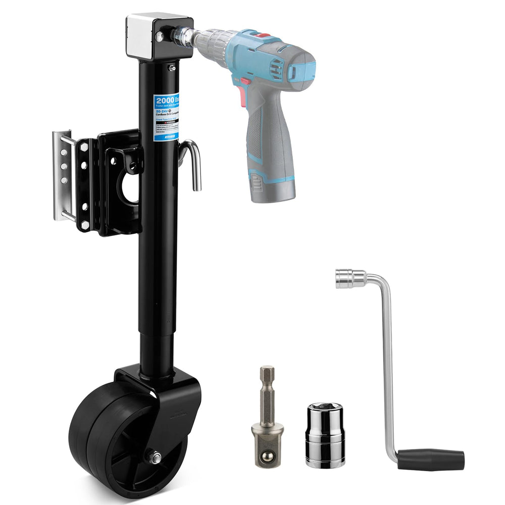 Kohree front view mounted tongue jack showing sturdy lift benefit