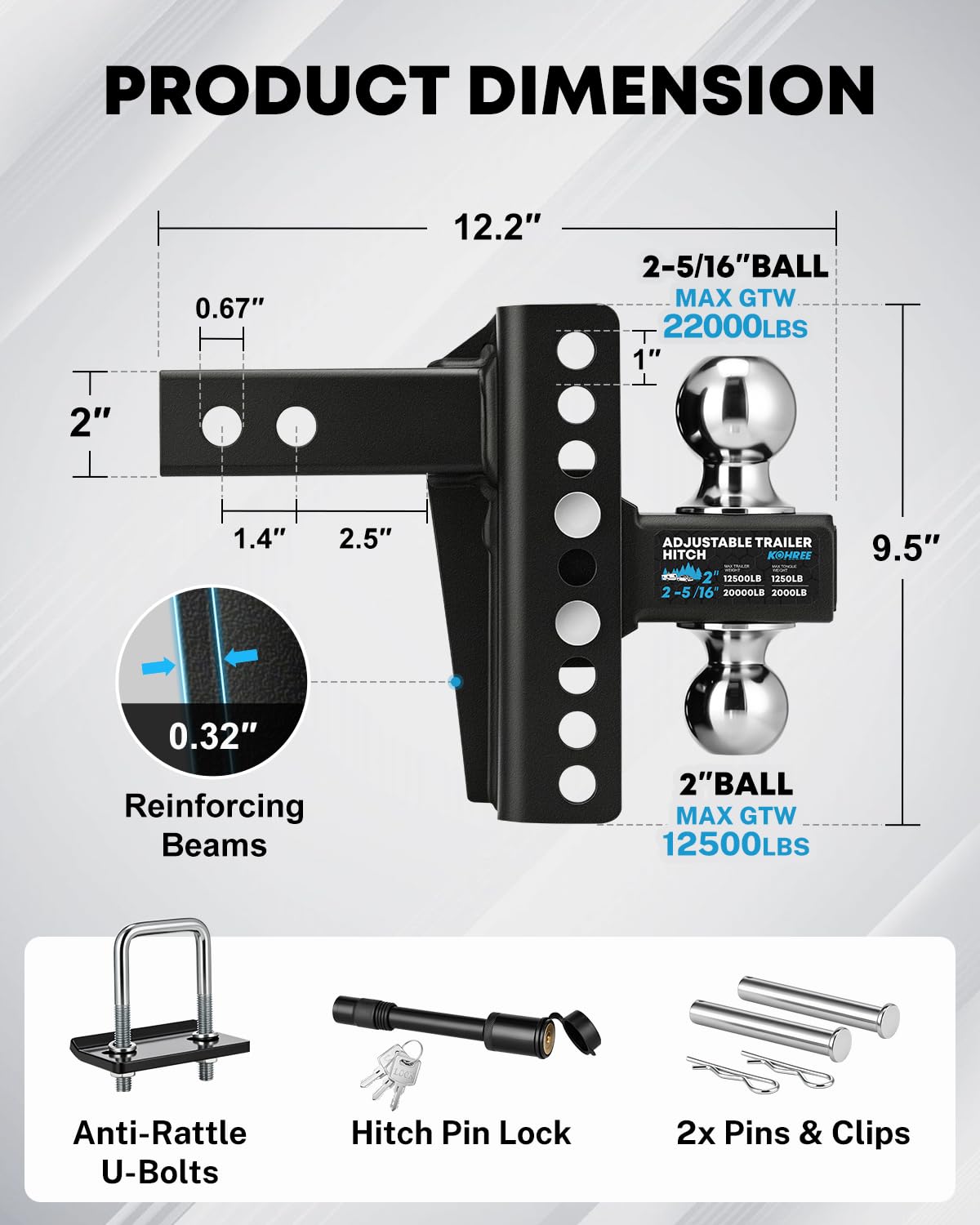 Kohree hitch installed in a truck receiver demonstrating fitment