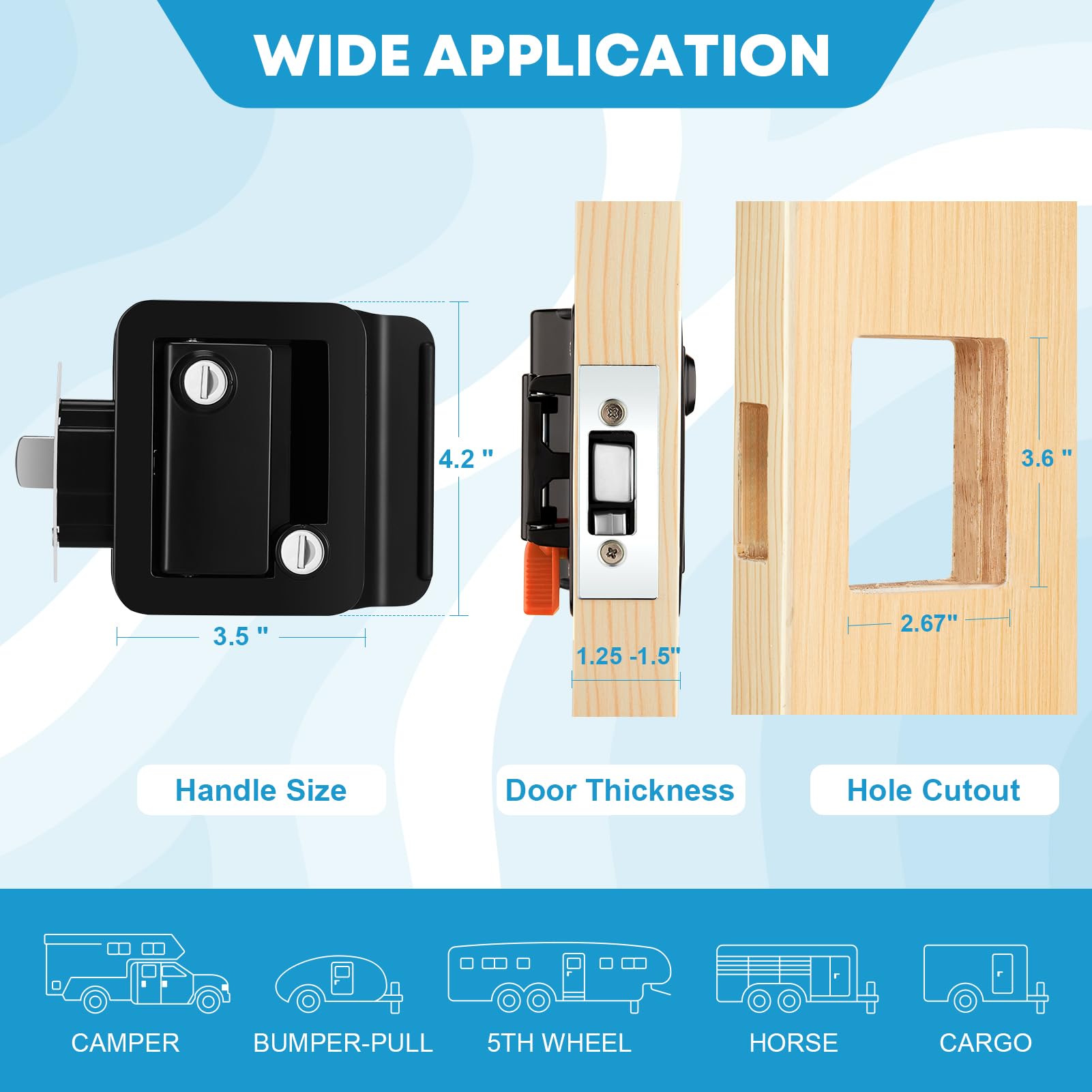 Kohree lock installed on an RV door demonstrating secure fit and scale