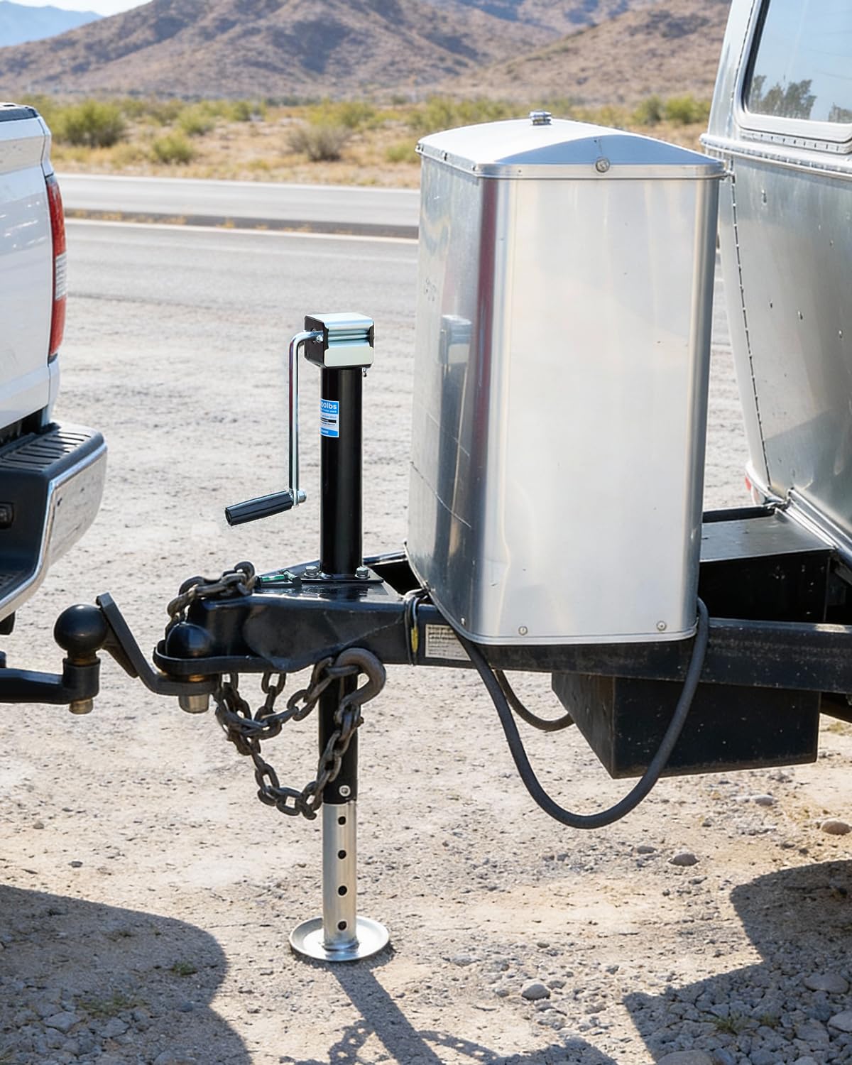 Kohree tongue jack installed on trailer providing stable hitching