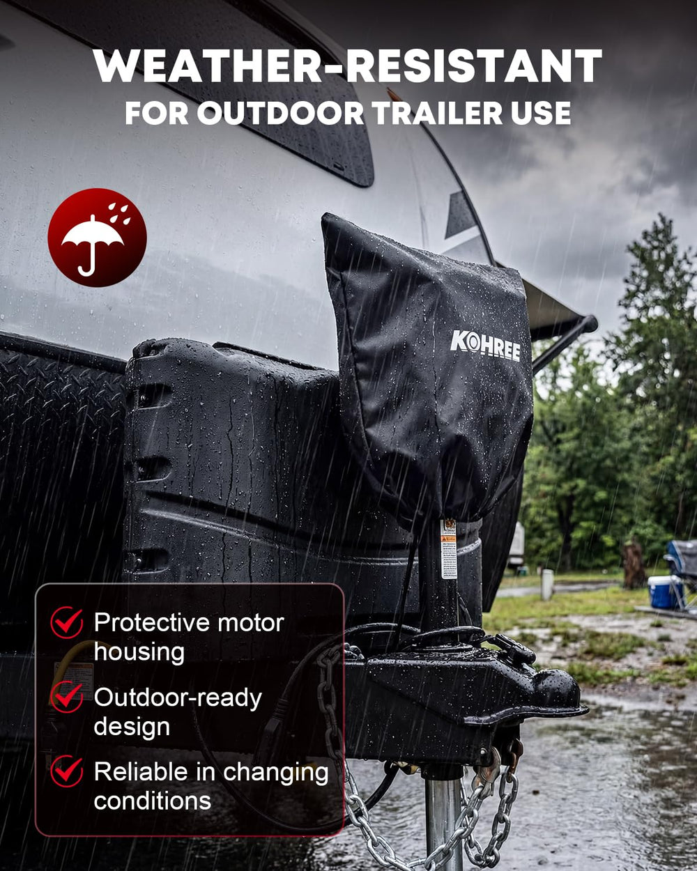 Kohree LED light illuminating coupler area for safer night hitching