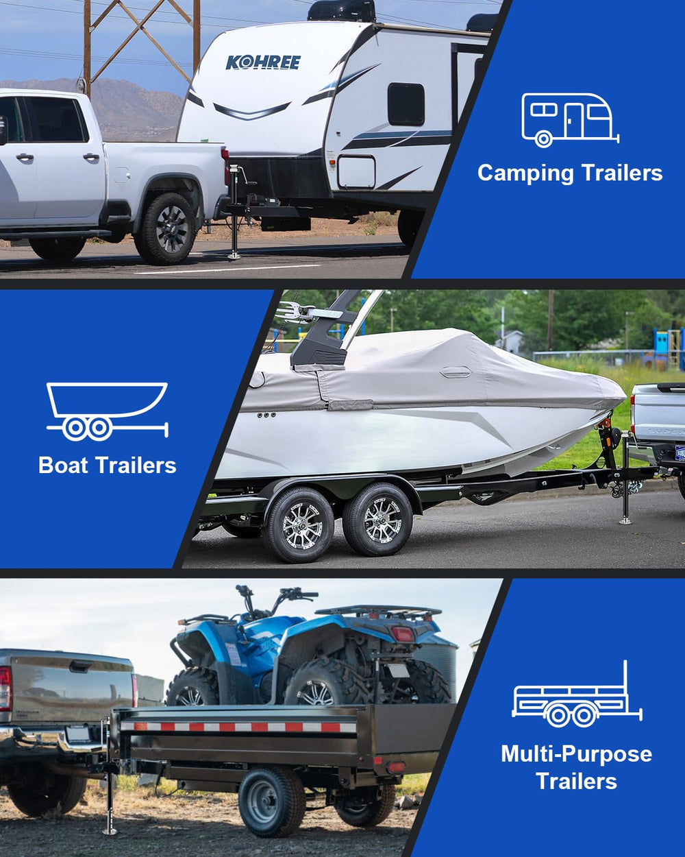 Kohree trailer jack in camping scene offering dependable leveling