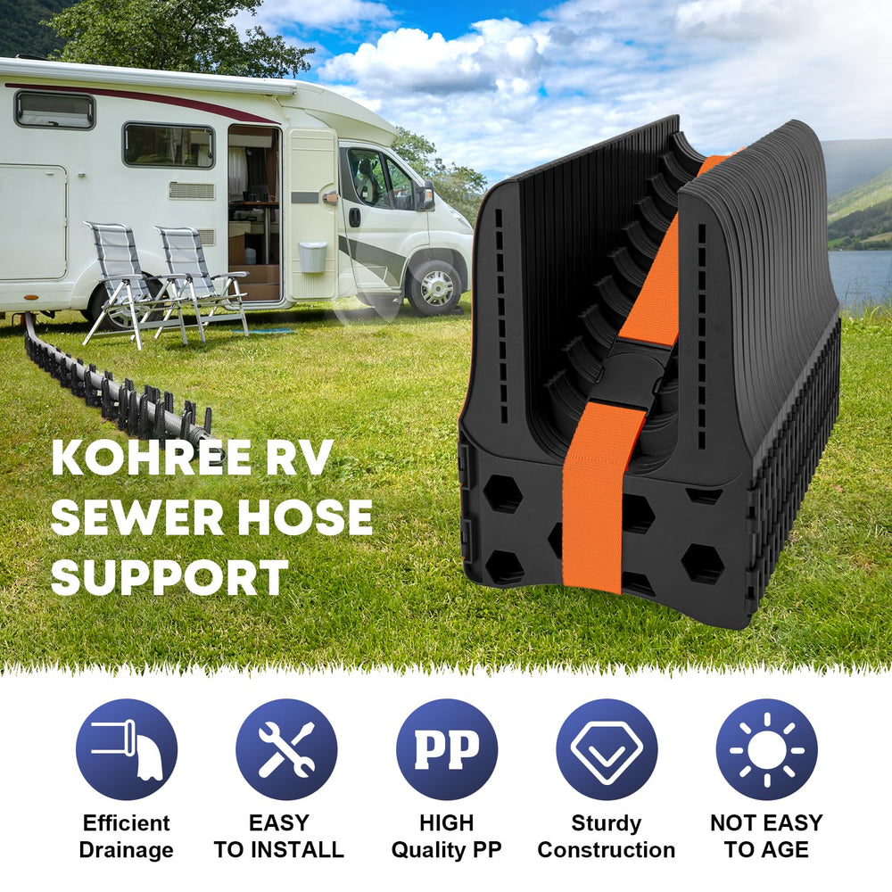 Kohree installed at campsite showing neat hose routing and cleaner dumping benefit